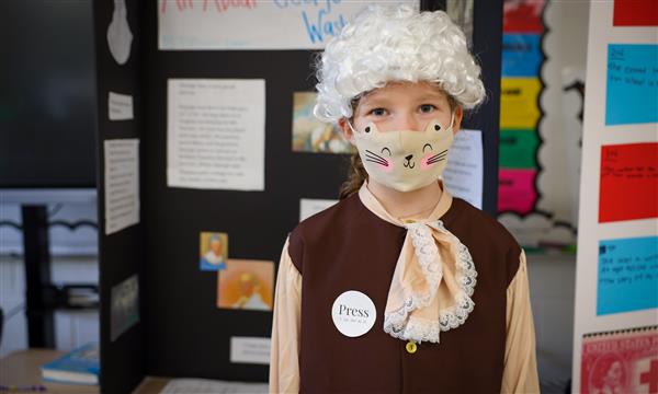 Student dressed as George Washington